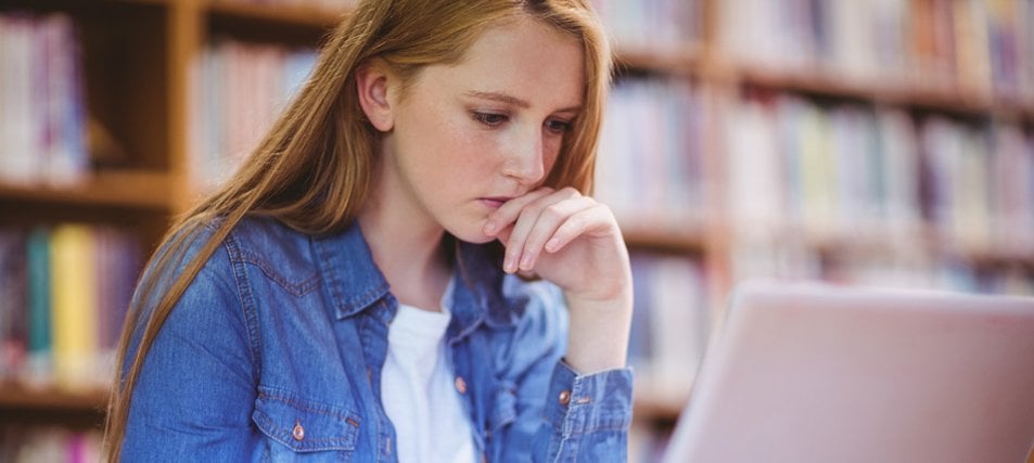 female student thinking