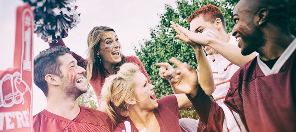 college students at a game